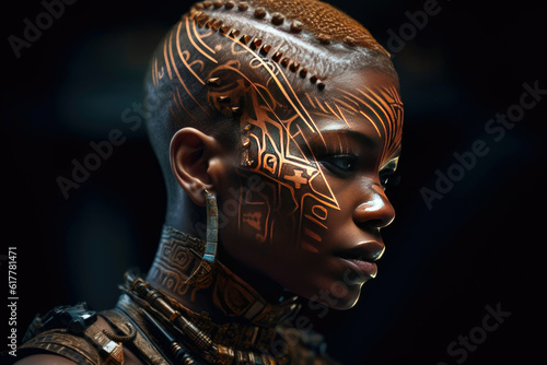 Jewelry and Fashion Extravaganza: Futuristic African Style. Generative AI