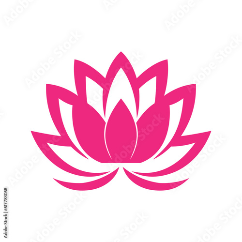 simple pink lotus flower relax meditation logo vector illustration template design