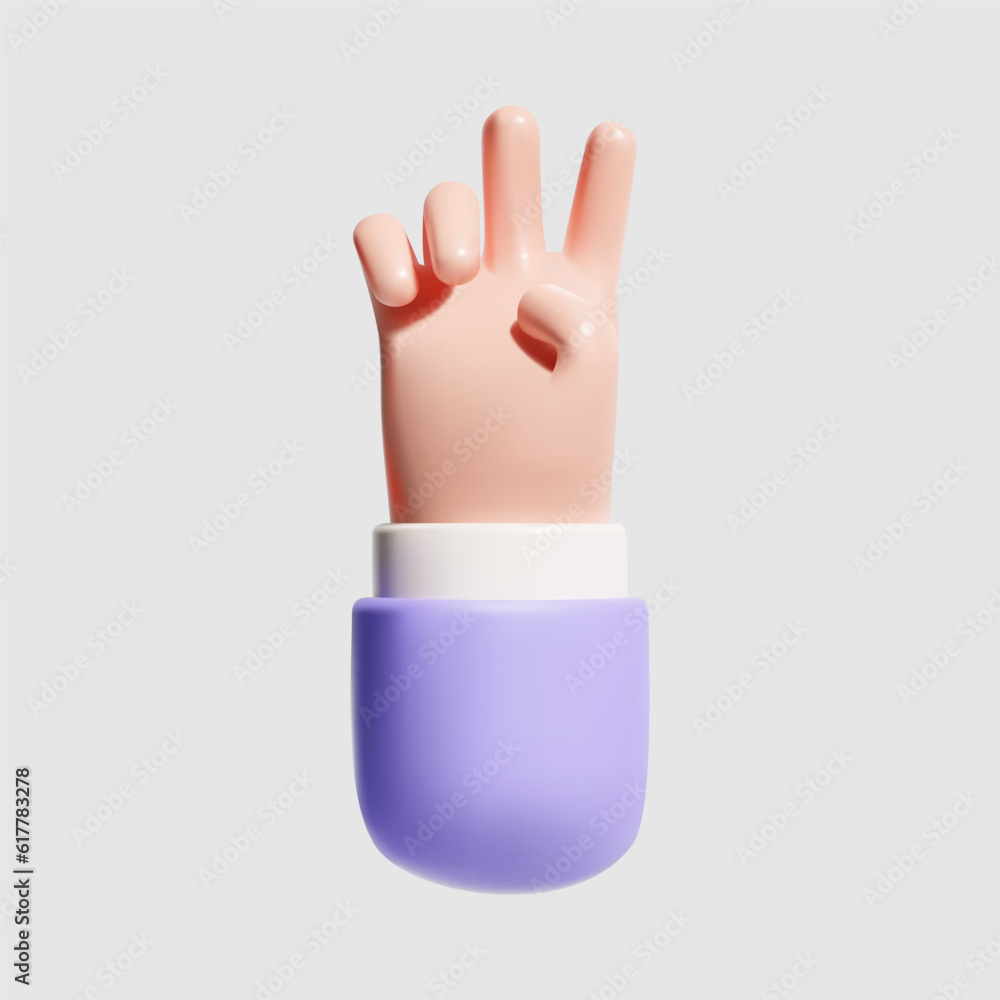 3D vector illustration of gesture hand peace sign. 3D vector illustration of gesture hand peace sign.