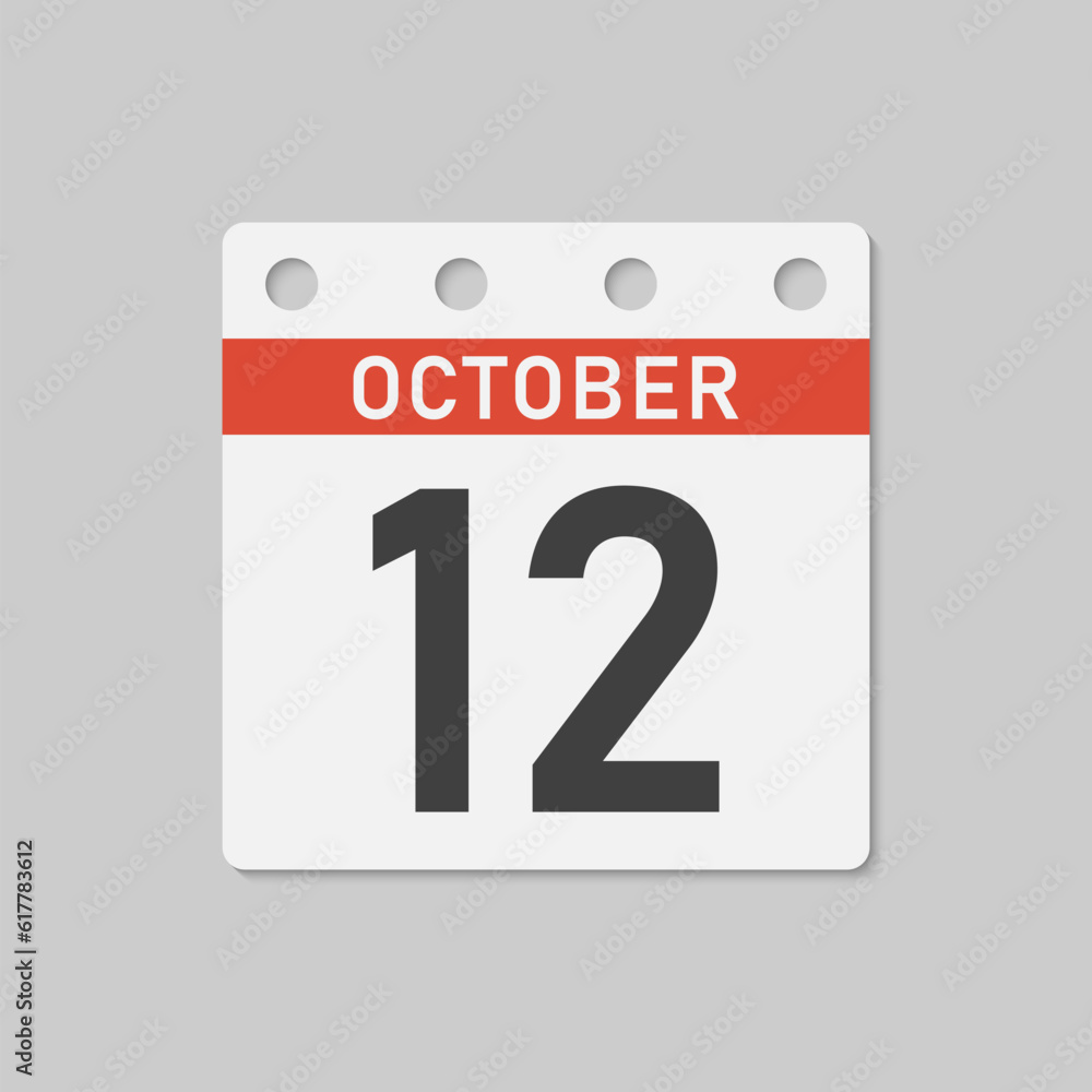 Fototapeta premium Icon page calendar day - 12 October