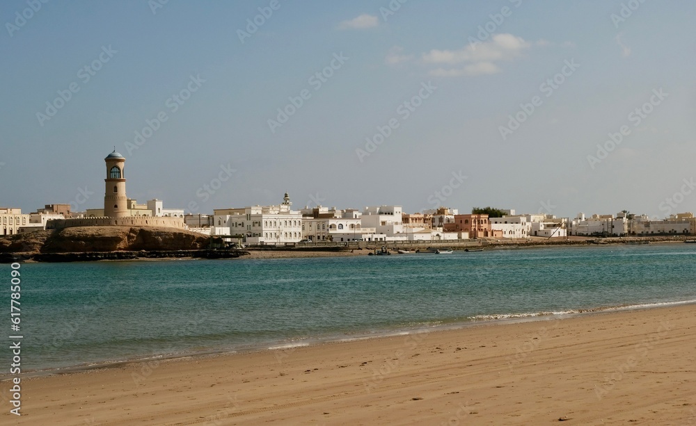 The city of Sur with its lighthouse in the foreground,  Oman