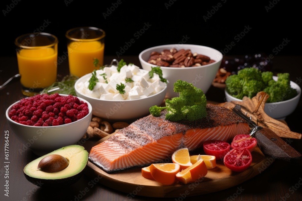Keto, ketogenic diet, low carb, high good fat , healthy food. Generative AI Keto, ketogenic diet, low carb, high good fat , healthy food. Generative AI