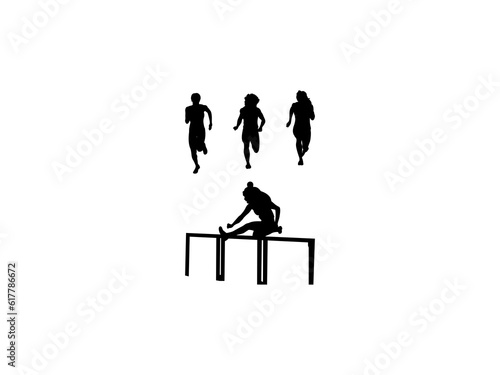 set track and field sports jumping black silhouette