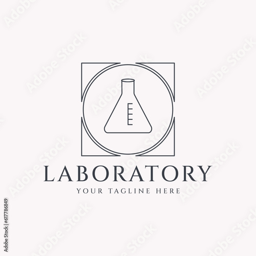 laboratory line art icon logo minimalist vector design illustration