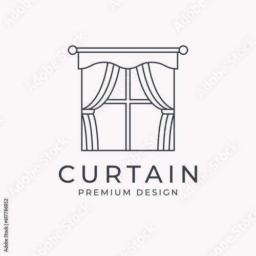 curtain line art icon logo vector template illustration design