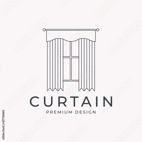 curtain line art icon logo vector illustration template design