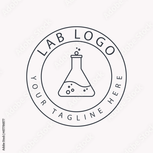 laboratory line art icon logo minimalist vector design illustration
