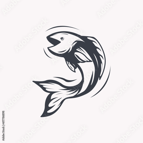 salmon, tuna fish silhouette vector logo illustration template design