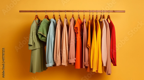 ai generative image multi colored clothes hanging in a closet fashion trendy 