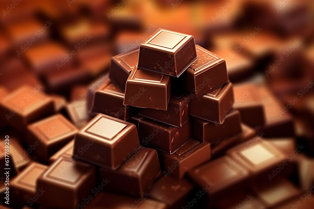 chocolate bar wallpaper with cubes stacked into one Generated by AI