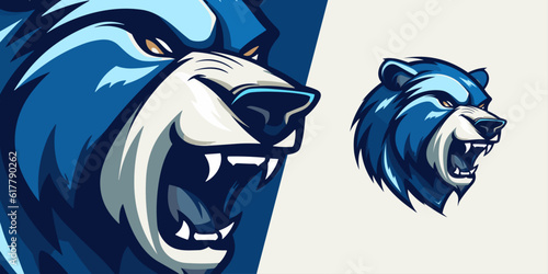 Dynamic Blue Bear Mascot Logo: Fierce Vector Graphic for Sport and E-Sport Teams