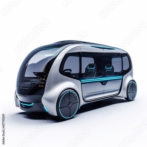 futuristic blue car isolated on white