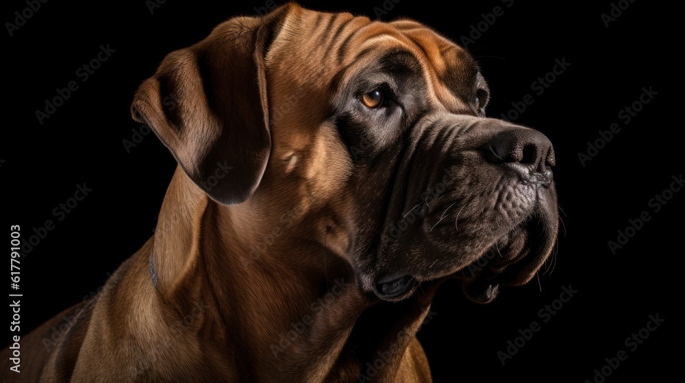 Obraz premium boxer dog on black background