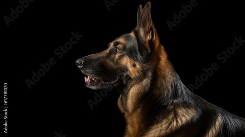 german shepherd dog on black background photo