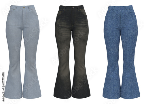 High rise flare jeans pants