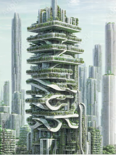 Generative AI Futuristic Skyscraper 
