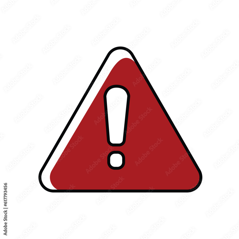 Warning sign icon. Caution alert symbol. Flat design. Vector illustration Warning sign icon. Caution alert symbol. Flat design. Vector illustration