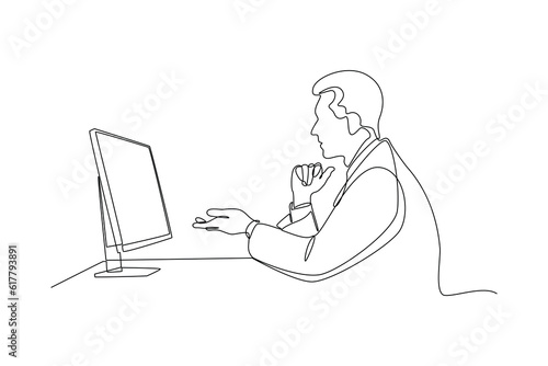 Continuous one line drawing Online doctor and telemedicine concept. Single line draw design vector graphic illustration.