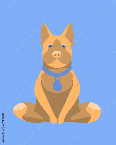 Vector isolated illustration of yoga dog. The dog is meditating.