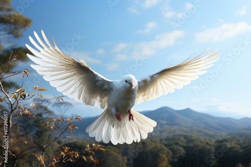 White dove is symbol of purity and peace. Generative AI