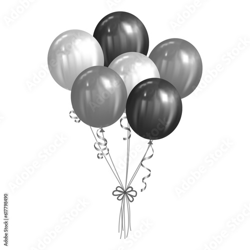 shiny silver and black helium balloons festive realistic vector for anniversary birthday party design