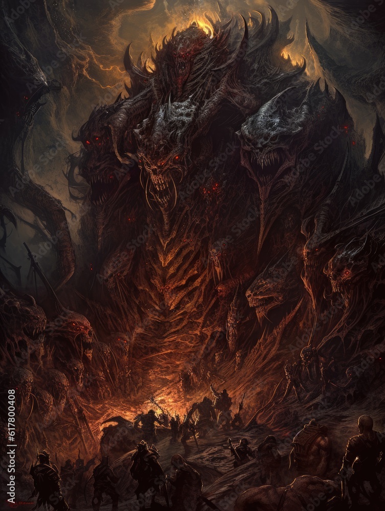 Devil fight, epic dark fantasy illustration, magic the gethering, horror, creepy, generative ai art Devil fight, epic dark fantasy illustration, magic the gethering, horror, creepy, generative ai art