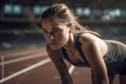 Capturing the Grace and Power: A Resting Athlete Finds Serenity on the Track, ai generative © larrui