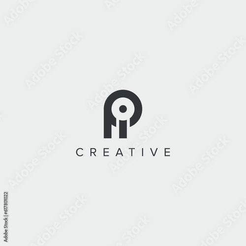 Alphabet letter PI IP unique logo vector template illustration.
