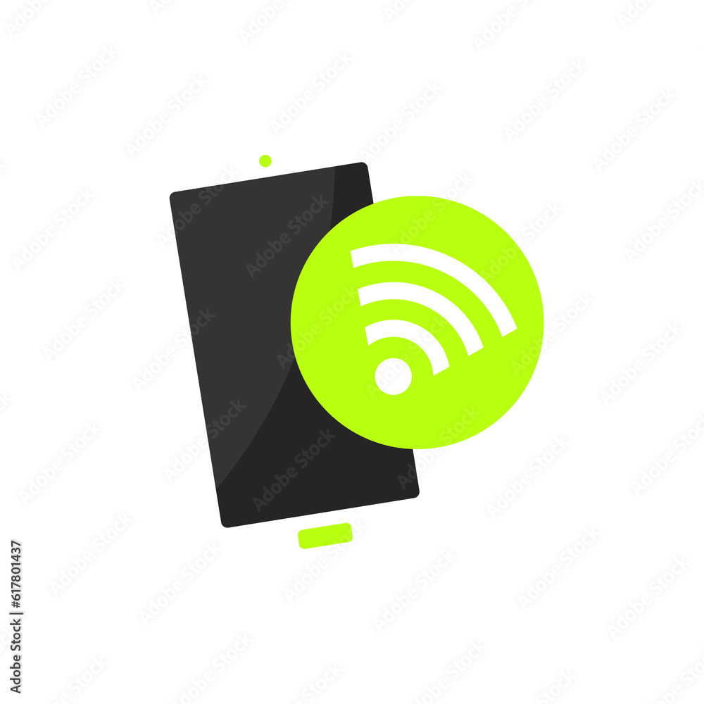 green smartphone and wifi signal icon green smartphone and wifi signal icon