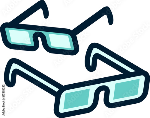 3D glasses icon flat vector illustration