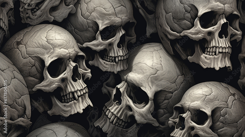 Fototapeta premium a pile of human skulls and bones