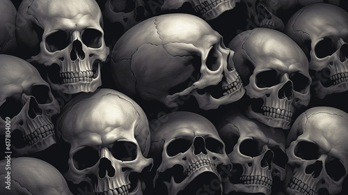 a pile of human skulls and bones