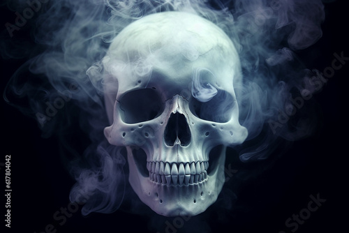 surreal, creepy skull and smoke