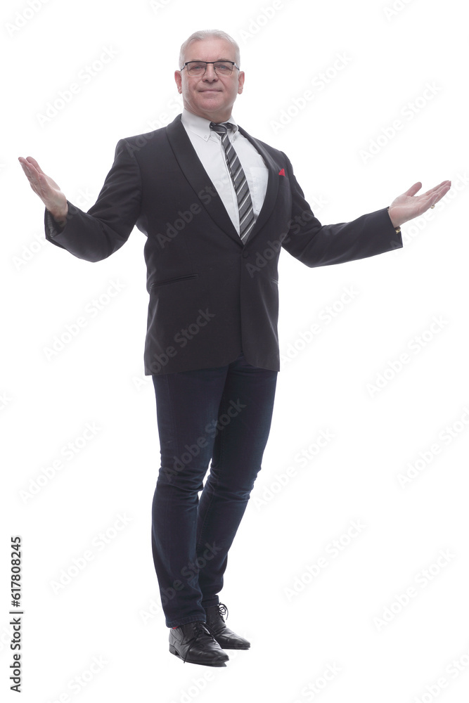 in full growth. friendly Mature man looking at you. in full growth. friendly Mature man looking at you.