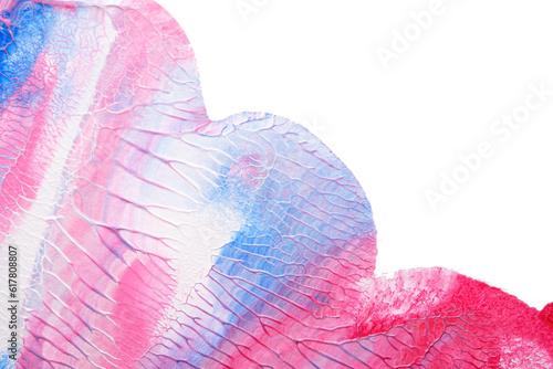 blue pink abstract acrylic painting color texture on white paper background by using rorschach inkblot method