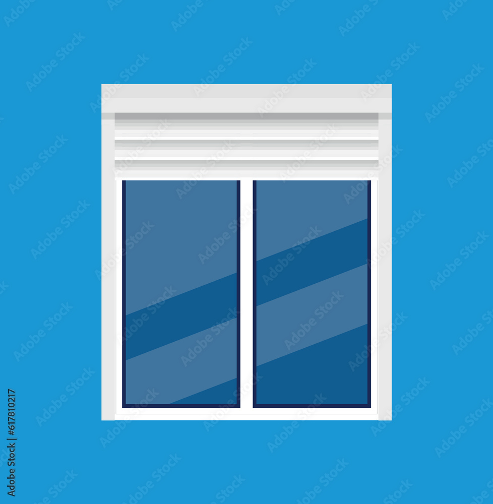 Window with rolling shutters vector flat design. Window with rolling shutters vector flat design.