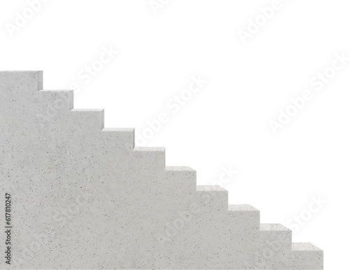 White stairs realistic in concrete interior, transparent background