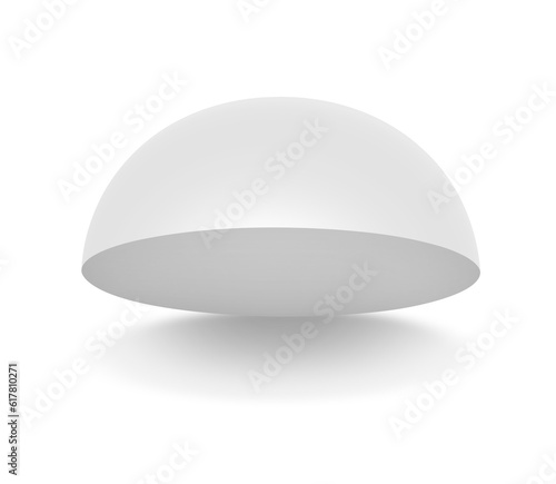 White Semi Sphere Mockup. transparent background