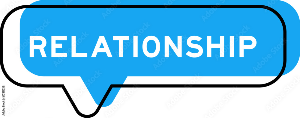Speech banner and blue shade with word relationship on white background Speech banner and blue shade with word relationship on white background