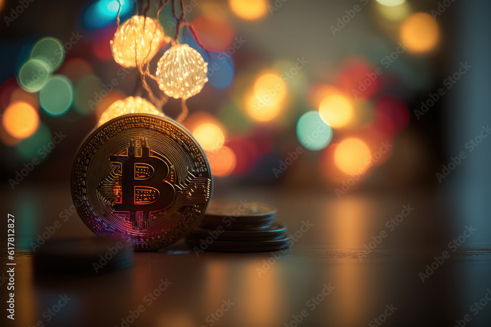Bitcoin with futuristic theme cryptocurrency coin background Bitcoin with futuristic theme cryptocurrency coin background