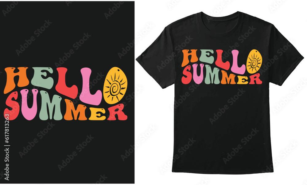 Fototapeta premium Hello Summer Trendy Typography Design For T-shirt Banner Hoodie Background Etc