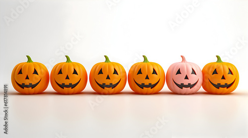 Halloween pumpkin isolated on white background. Illustration. Ai generation.