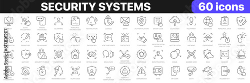 Security systems line icons collection. Authentication, network, scan, identification icons. UI icon set. Thin outline icons pack. Vector illustration EPS10