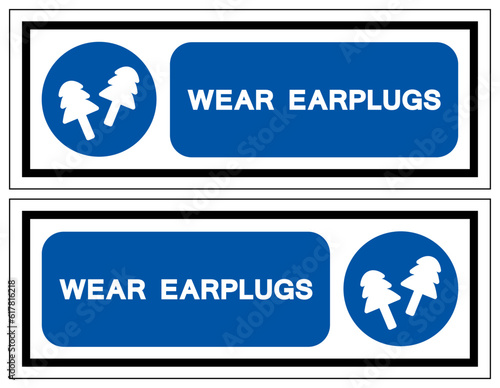 Wear Ear Plugs Symbol Sign ,Vector Illustration, Isolate On White Background Label. EPS10