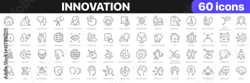 Innovation line icons collection. Technology  creative  brainstorm  education icons. UI icon set. Thin outline icons pack. Vector illustration EPS10