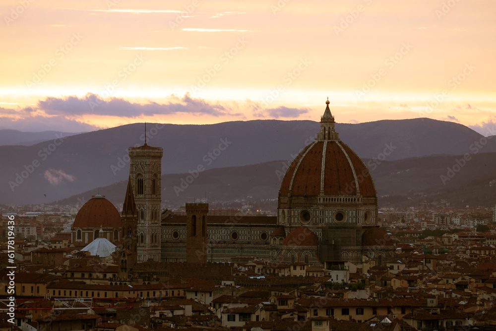  A view of Florence at Sunset from Piazzale Michelangelo.