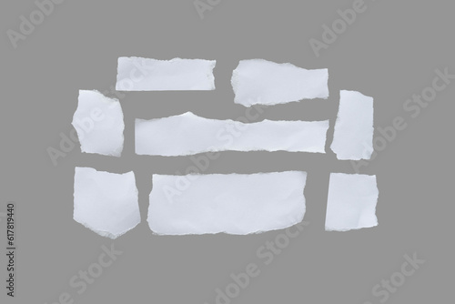 Recycled paper craft stick on a white background. white paper torn or ripped pieces of paper isolated on white background.