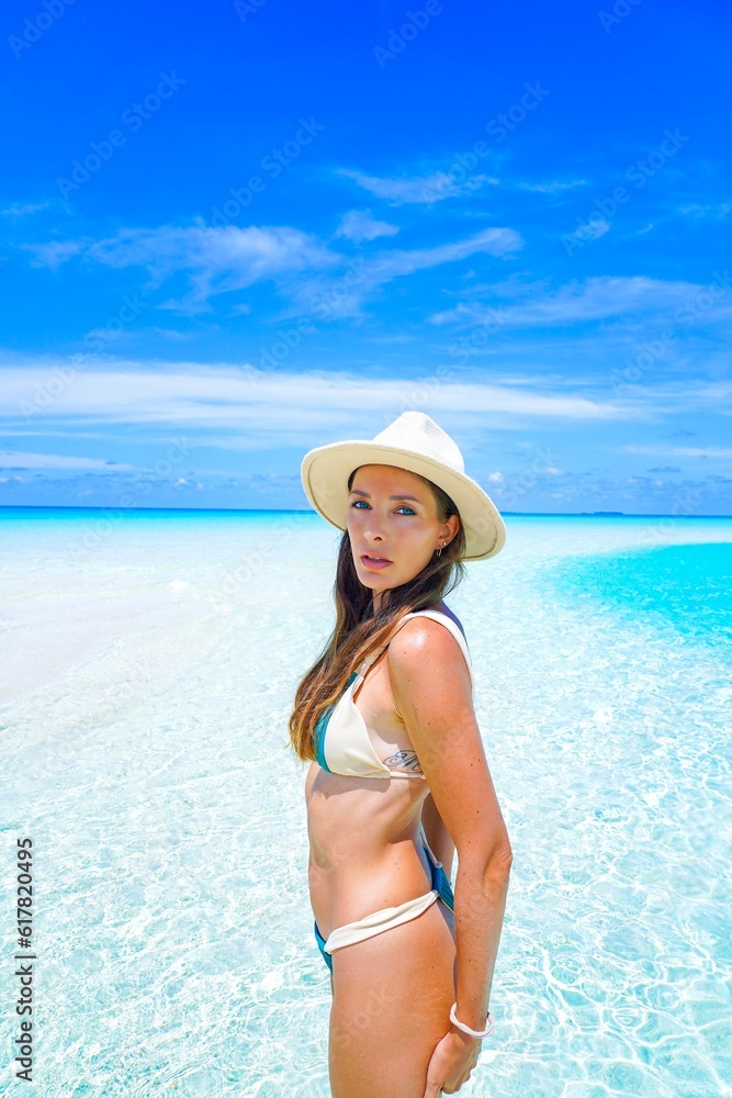 woman on the sandbank in maldives, maldives beach shooting 