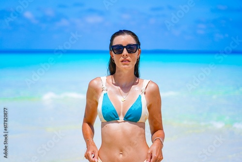 woman on the sandbank in maldives, maldives beach shooting 