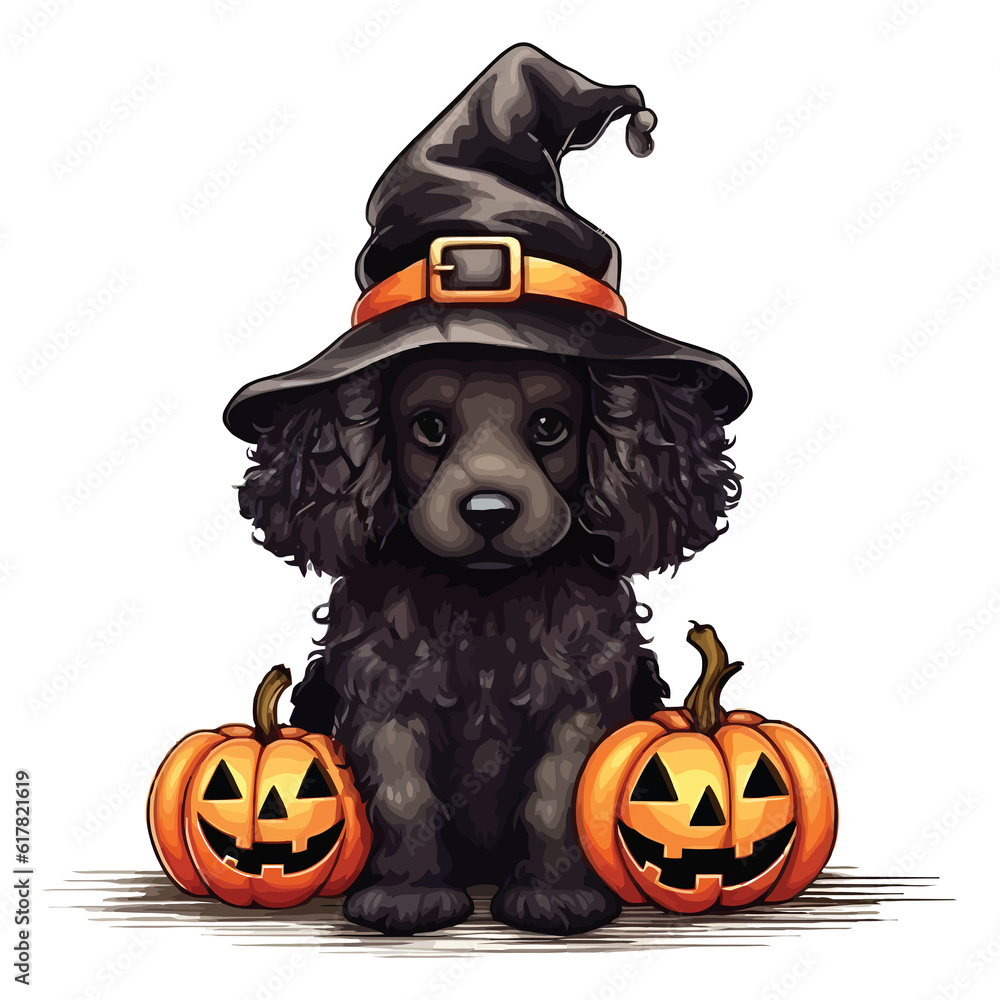 Spooktacular Pooch: Halloween Excitement with an Irish Water Spaniel Puppy